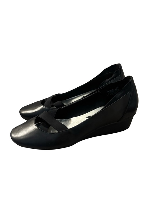 Anne Klein Shoes - Anne Klein Black Leather Mary Jane Minimalist Preppy Office Career Flats Size 9
